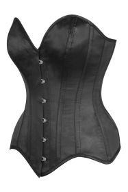 Top Drawer Black Satin Steel Boned Overbust Corset (size: 2X)