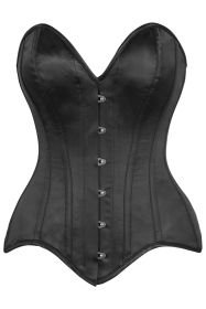 Top Drawer Black Satin Steel Boned Overbust Corset (size: XLarge)