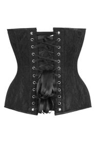 Top Drawer Black Satin w/Black Lace Overlay Steel Boned Overbust Corset (size: XLarge)