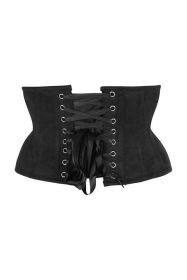 Top Drawer Black Suede Steel Boned Mini Waist Cincher Corset (size: medium)
