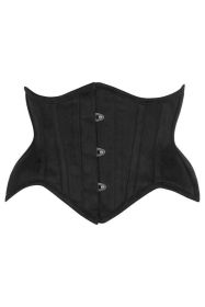 Top Drawer Black Suede Steel Boned Mini Waist Cincher Corset (size: XSmall)