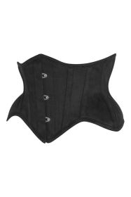 Top Drawer Black Suede Steel Boned Mini Waist Cincher Corset (size: small)