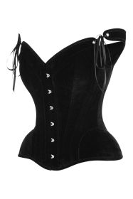 Top Drawer Black Velvet Steel Boned Corset w/Straps (size: medium)