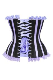 Top Drawer Black/Lavender Satin Steel Boned Burlesque Corset (size: XLarge)
