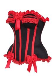 Top Drawer Black/Red Steel Boned Burlesque Corset (size: XLarge)