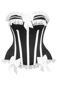 Top Drawer Black/White Steel Boned Burlesque Corset (size: large)
