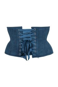 Top Drawer Blue Suede Steel Boned Mini Waist Cincher Corset (size: medium)