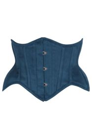 Top Drawer Blue Suede Steel Boned Mini Waist Cincher Corset (size: XSmall)