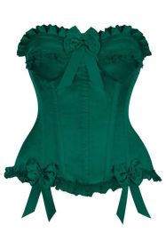 Top Drawer Dark Green Satin Steel Boned Burlesque Corset (size: small)