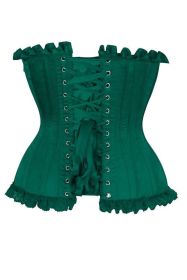 Top Drawer Dark Green Satin Steel Boned Burlesque Corset (size: large)