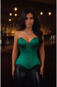 Top Drawer Dark Green Satin Steel Boned Overbust Corset (size: small)
