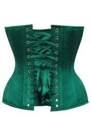 Top Drawer Dark Green Satin Steel Boned Overbust Corset (size: large)