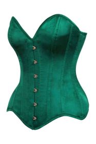 Top Drawer Dark Green Satin Steel Boned Overbust Corset (size: XLarge)