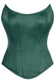 Top Drawer Dark Green Satin Steel Boned Overbust Corset w/Side Zipper (size: XSmall)