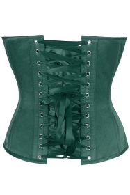 Top Drawer Dark Green Satin Steel Boned Overbust Corset w/Side Zipper (size: medium)