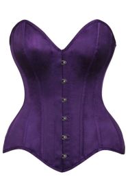 Top Drawer Dark Purple Satin Steel Boned Overbust Corset (size: medium)