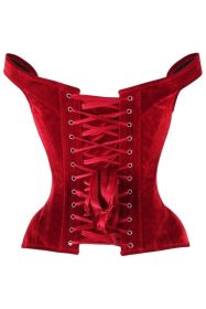 Top Drawer Dark Red Velvet Steel Boned Corset w/Straps (size: 4X)