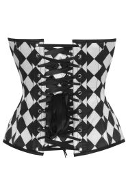 Top Drawer Diamond Print Satin Steel Boned Overbust Corset (size: medium)