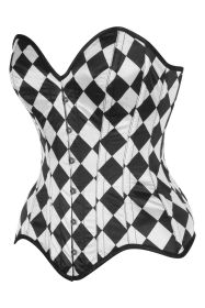 Top Drawer Diamond Print Satin Steel Boned Overbust Corset (size: small)