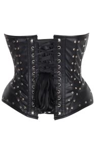 Top Drawer Faux Leather w/Rivets Steel Boned Underwire Bustier Corset Top (size: XLarge)