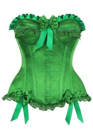 Top Drawer Green Satin Steel Boned Burlesque Corset (size: XSmall)