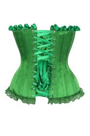 Top Drawer Green Satin Steel Boned Burlesque Corset (size: medium)