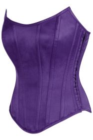 Top Drawer Plum Satin Steel Boned Overbust Corset w/Side Zipper (size: small)