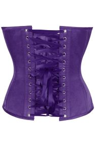 Top Drawer Plum Satin Steel Boned Overbust Corset w/Side Zipper (size: medium)