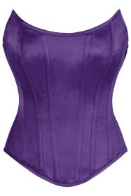 Top Drawer Plum Satin Steel Boned Overbust Corset w/Side Zipper (size: XSmall)