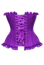 Top Drawer Purple Satin Steel Boned Burlesque Corset (size: 2X)