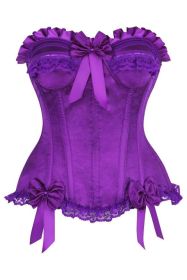 Top Drawer Purple Satin Steel Boned Burlesque Corset (size: large)