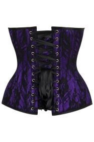 Top Drawer Purple Satin w/Black Lace Overlay Steel Boned Overbust Corset (size: XLarge)