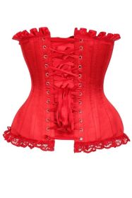 Top Drawer Red Satin Steel Boned Burlesque Corset (size: 2X)