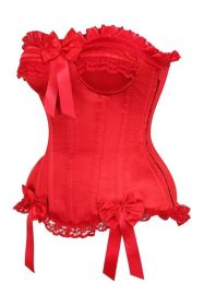 Top Drawer Red Satin Steel Boned Burlesque Corset (size: XLarge)