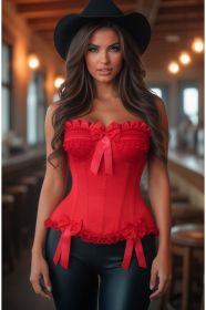 Top Drawer Red Satin Steel Boned Burlesque Corset (size: small)