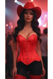 Top Drawer Red Satin Steel Boned Overbust Corset (size: XSmall)