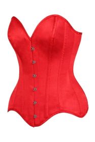 Top Drawer Red Satin Steel Boned Overbust Corset (size: large)