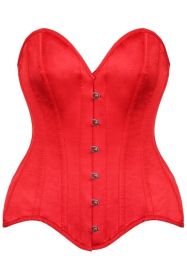 Top Drawer Red Satin Steel Boned Overbust Corset (size: medium)