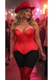 Top Drawer Red Satin Steel Boned Overbust Corset (size: small)