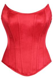 Top Drawer Red Satin Steel Boned Overbust Corset w/Side Zipper (size: XSmall)