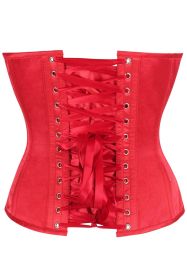 Top Drawer Red Satin Steel Boned Overbust Corset w/Side Zipper (size: medium)