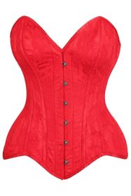 Top Drawer Red Satin w/Red Lace Overlay Steel Boned Overbust Corset (size: medium)