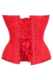 Top Drawer Red Satin w/Red Lace Overlay Steel Boned Overbust Corset (size: XLarge)