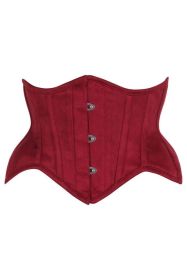 Top Drawer Red Suede Steel Boned Mini Waist Cincher Corset (size: XSmall)