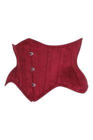 Top Drawer Red Suede Steel Boned Mini Waist Cincher Corset (size: small)