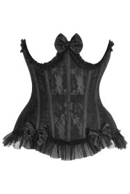 Top Drawer Steel Boned Black Lace Underwire Burlesque Underbust Corset Cincher (size: small)