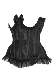 Top Drawer Steel Boned Black Lace Underwire Burlesque Underbust Corset Cincher (size: medium)
