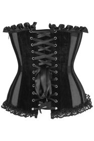 Top Drawer Steel Boned Black Mesh & Velvet Underwire Bustier Corset (size: large)