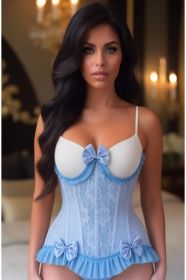 Top Drawer Steel Boned Blue Lace Underwire Burlesque Underbust Corset Cincher (size: XSmall)