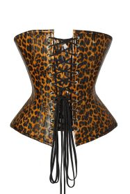 Top Drawer Steel Boned Cheetah Print PVC Curvy Cut Overbust Corset (size: medium)